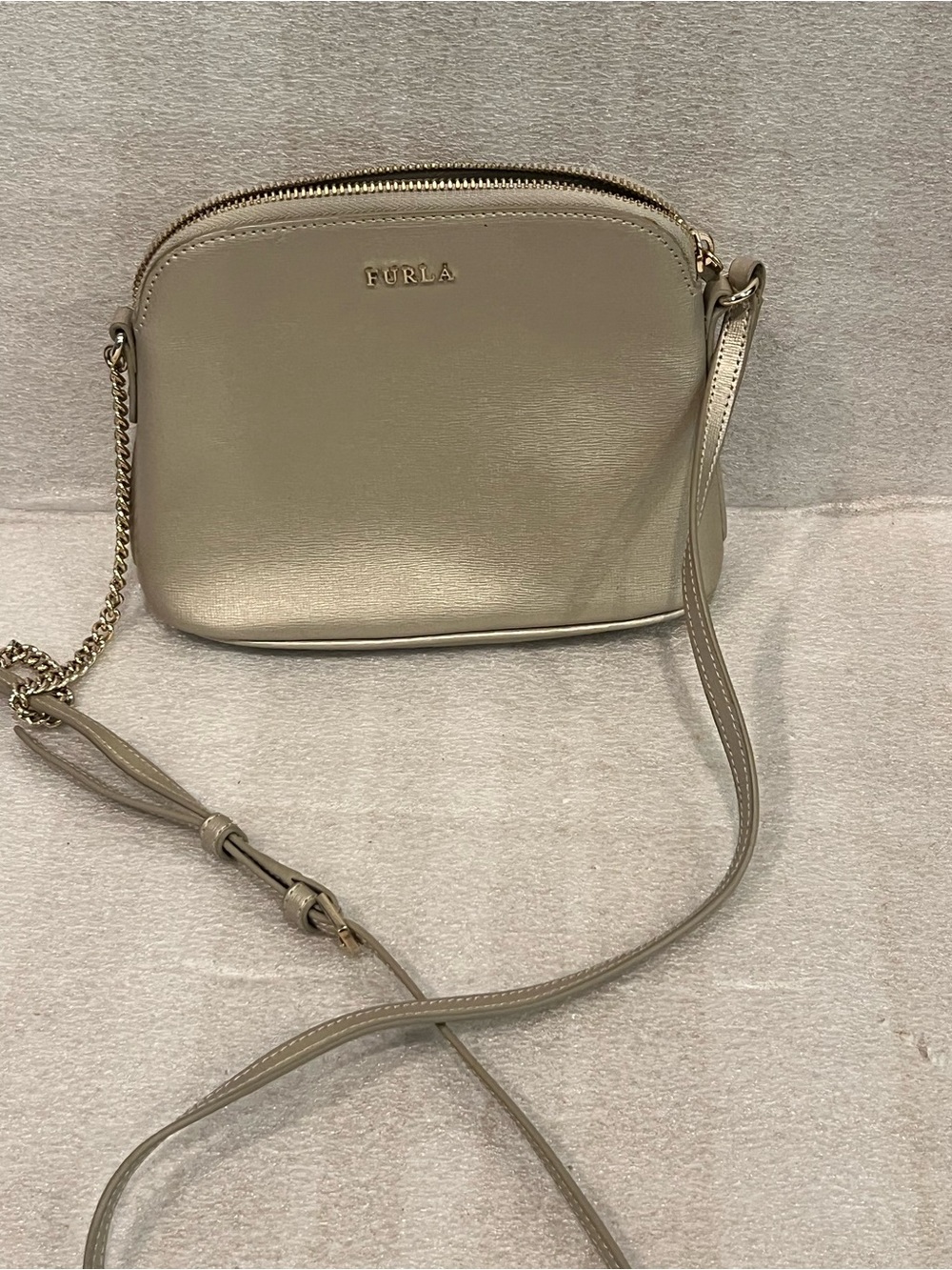 FURLA Champagne Gold Crossbody Bag